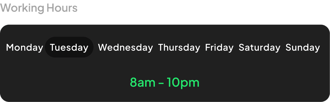 FuudUp working hours preview